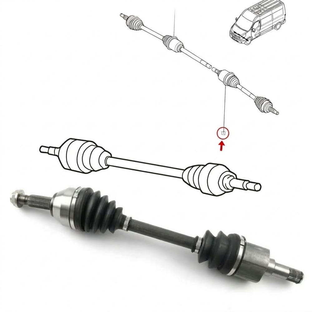 Left CV axle (drive shaft) – Renault Master (Expna company).