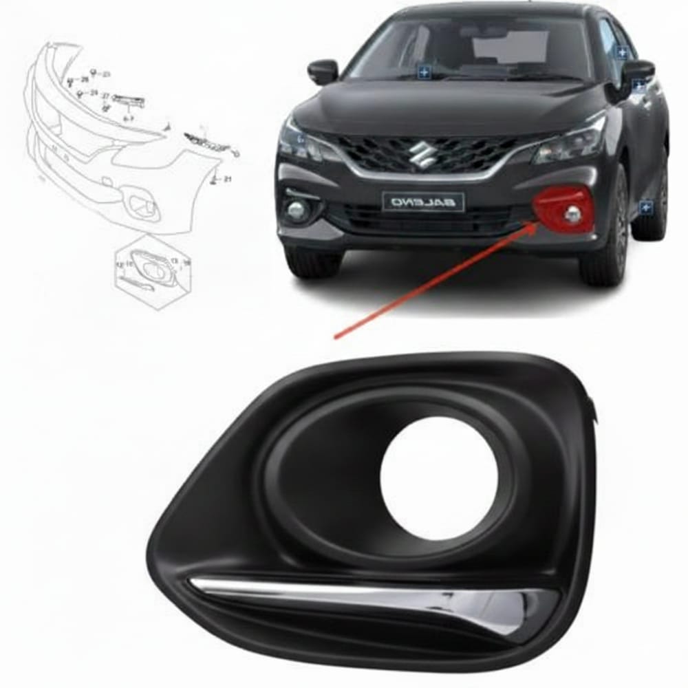 Original full-left headlight trim/decorator for Suzuki Baleno 2020–2025